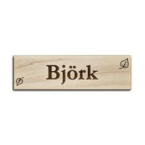 Dörrskylt i trä "Björk" - 14 x 4 cm
