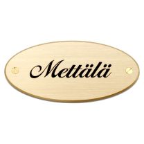 Oval door sign in brushed brass - 6 x 13 cm