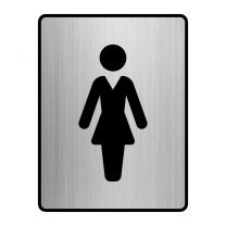 Toilet door sign - "Ladies" silver