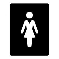 Dörrskylt för toalett - damfigur svart