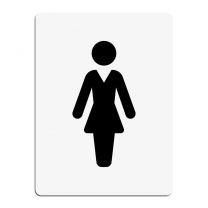 Dörrskylt för toalett - damfigur vit
