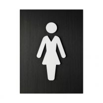 WC-skylt - Svart med damfigur i relief