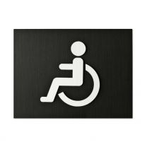 Handikapptoalett-skylt - Svart med figur i relief