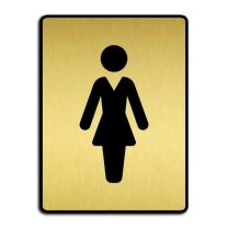 Dörrskylt för toalett - damfigur guld