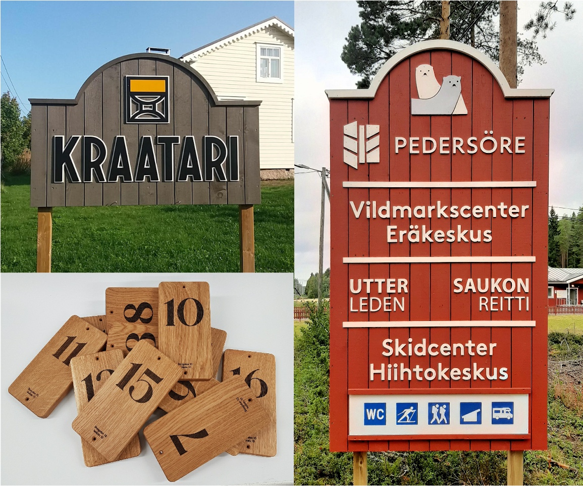 Signs in wood and metal